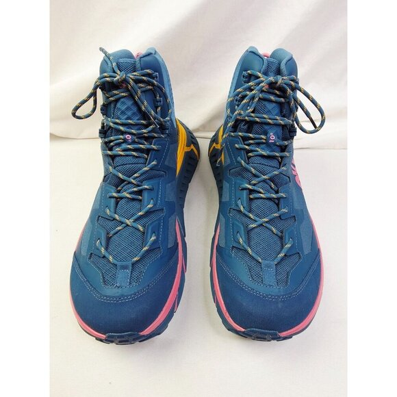 Hoka 14D Mens Tennine Hike GTX Blue Vibram Gortex Hi Lace Platform Sneakers NEW - Picture 5 of 16